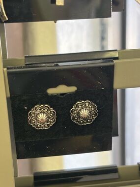 Silver Floral Filigree Stud Earrings